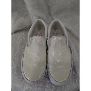 Vans Slip On Glitter White Shimmer Sparkle Casual Shoes Size‎